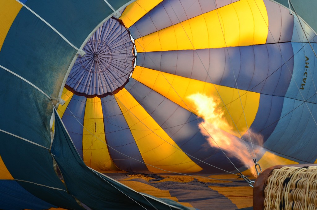 Hot air balloon gets filled